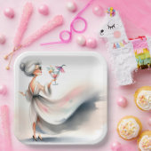 Assiettes En Carton Femme Âgée Classique Avec Boisson De Fête (Fête)