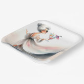 Assiettes En Carton Femme Âgée Classique Avec Boisson De Fête (Angulaire)