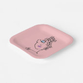 Assiettes En Carton Femme Avec Fleurs Ligne Art Rose (Angulaire)