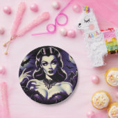 Assiettes En Carton Femme gothique rétro (Fête)