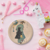Assiettes En Carton Femme japonaise Kimono : Ukiyo-e Woodblock Imprime (Fête)