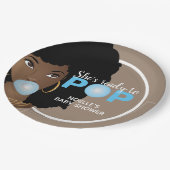 Assiettes En Carton Femme noire, Prête à la pop, Bubblegum, Bleu (Angle)