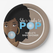 Assiettes En Carton Femme noire, Prête à la pop, Bubblegum, Bleu (Devant)