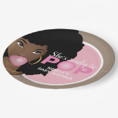 Assiettes En Carton Femme noire, Prête à la pop, Bubblegum, Rose (Angle)