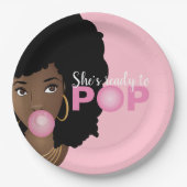 Assiettes En Carton Femme noire, Prête à la pop, Bubblegum, Rose (Devant)