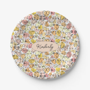 Assiettes En Carton femme pastel jaune