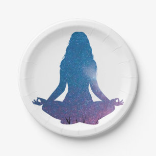 Assiettes En Carton Femme pratiquant le yoga - Choisir la couleur arri