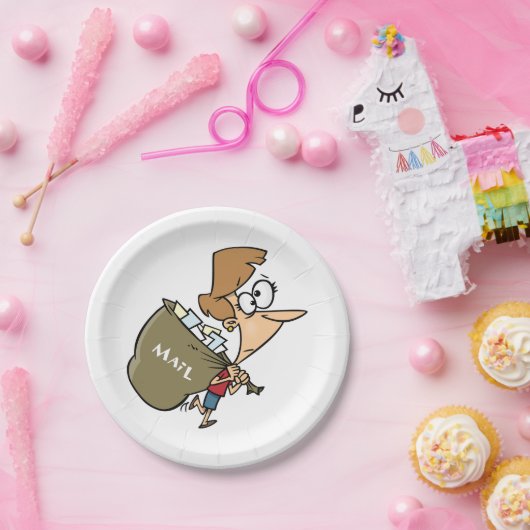 Assiettes En Carton Femme transportant des plaques de papier pour sacs (Fête)