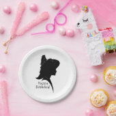 Assiettes En Carton Femme vintage Silhouette en Casquette (Fête)