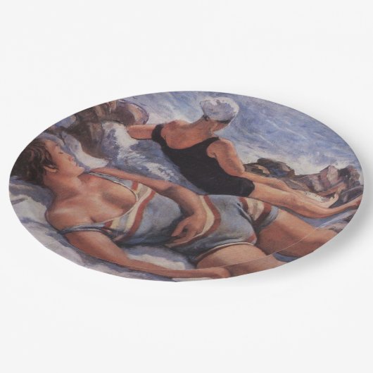 Assiettes En Carton Femmes bronzage sur la plage (par Serebriakova) (Angle)