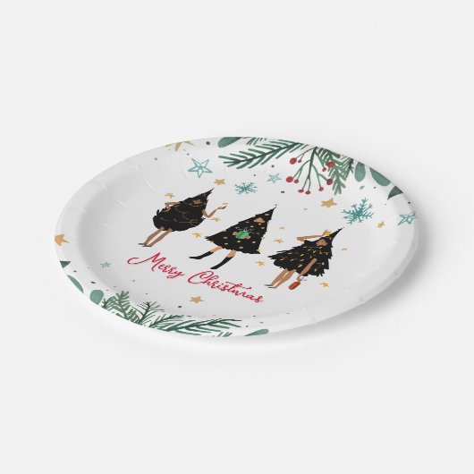 Assiettes En Carton Femmes noires habillées en noir fête des arbres de (Angle)