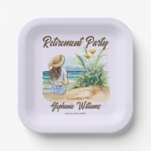 Assiettes En Carton Femmes Retraite Plage Thème Élégante Femme