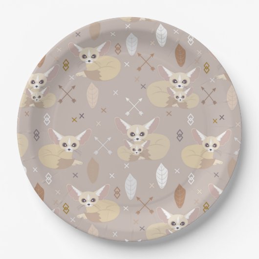 Assiettes En Carton Fennec macule des flèches et des plumes (Devant)