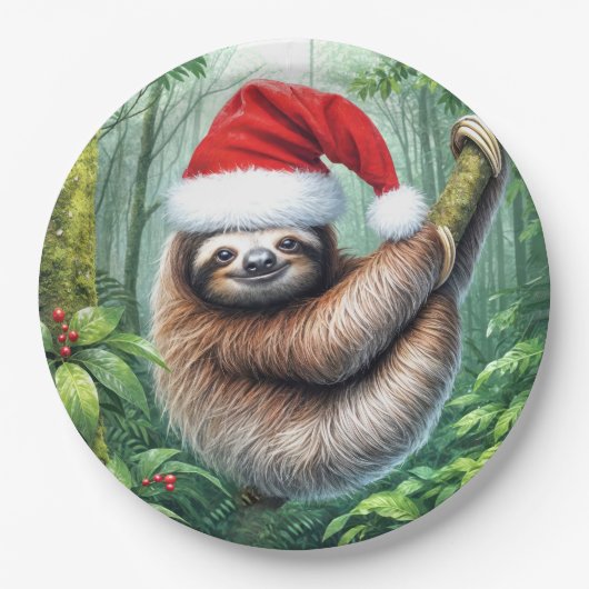 Assiettes En Carton Fente De Noël Dans Rainforest (Devant)