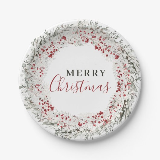 Assiettes En Carton Fer d'aquarelle de Noël (Devant)