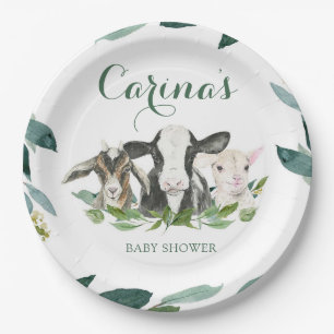 Assiettes En Carton Ferme Animal de verdure Garçon Baby shower Plaques