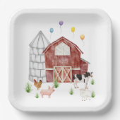 Assiettes En Carton Ferme Barnyard Animaux de ferme fête d'anniversair (Recto)