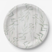 Assiettes En Carton Ferme Botanique Blanc Bois Rustique Feuille (Devant)