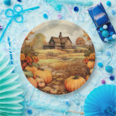 Assiettes En Carton Ferme citrouille automne récolte Thanksgiving (Fête)