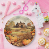 Assiettes En Carton Ferme citrouille automne récolte Thanksgiving (Fête)