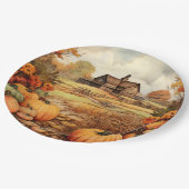 Assiettes En Carton Ferme citrouille automne récolte Thanksgiving (Angle)