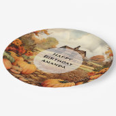 Assiettes En Carton Ferme citrouille automne récolte Thanksgiving Anni (Angle)