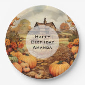 Assiettes En Carton Ferme citrouille automne récolte Thanksgiving Anni (Devant)