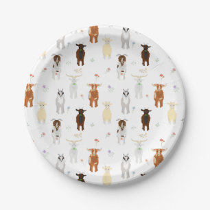 Assiettes En Carton Ferme d'animaux mignons chèvres