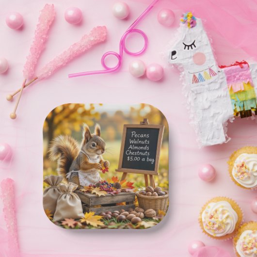 Assiettes En Carton Ferme d'automne avec écureuil (Fête)