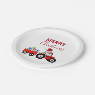 Assiettes En Carton Ferme de camions Red Christmas Truck