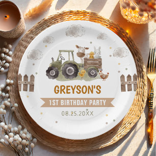 Assiettes En Carton Ferme de tracteur Animaux de fête d'anniversaire G