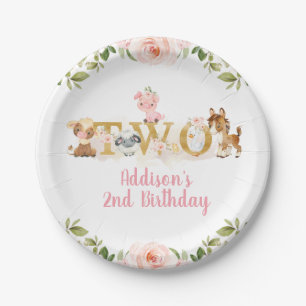 Assiettes En Carton Ferme Florale rose Deuxième Plaque Papier Anniver