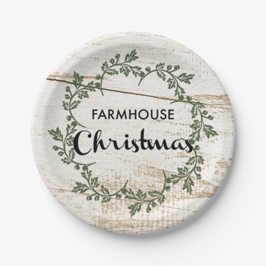 Assiettes En Carton Ferme moderne Wreath de Noël Bois rustique (Devant)