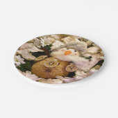 Assiettes En Carton Ferme Rustique Burlap Snowman Poinsettia vacances (Angle)