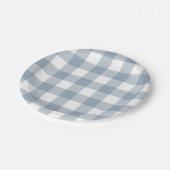 Assiettes En Carton Ferme Rustique Carré à carreaux bleu gris (Angle)