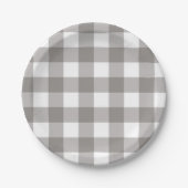 Assiettes En Carton Ferme Rustique Gris & Blanc Buffalo Plaid Carré (Devant)