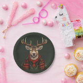 Assiettes En Carton Ferme Rustique Plaid Deer Et Vert (Fête)