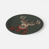 Assiettes En Carton Ferme Rustique Plaid Deer Et Vert (Angle)