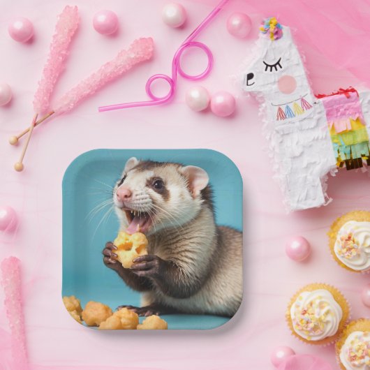 Assiettes En Carton Ferret Cute Manger Fromage Poufs (Fête)