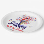 Assiettes En Carton Festif 4 juillet barbecue Ice Cream Cone Fireworks (Angle)