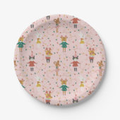 Assiettes En Carton Festif Animal amis Motif de Noël (Devant)