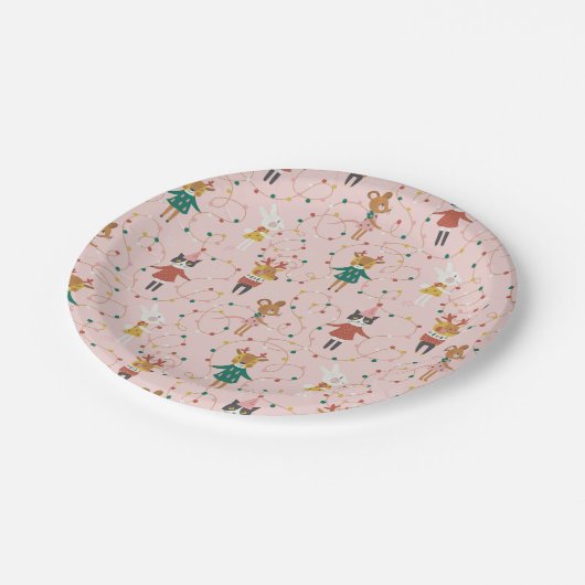 Assiettes En Carton Festif Animal amis Motif de Noël (Angle)