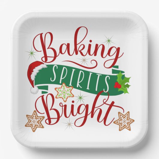 Assiettes En Carton Festif Baking Spirits Bright Christmas (Recto)