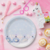 Assiettes En Carton Festif boules de Noël en argent sur la neige