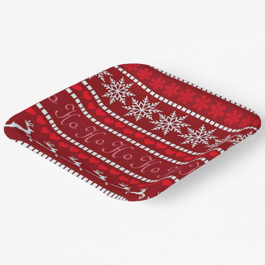 Assiettes En Carton Festif Fête de la neige et conception de rennes (Angulaire)