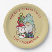 Assiettes En Carton Festif Gnome Snowman Noël (Devant)