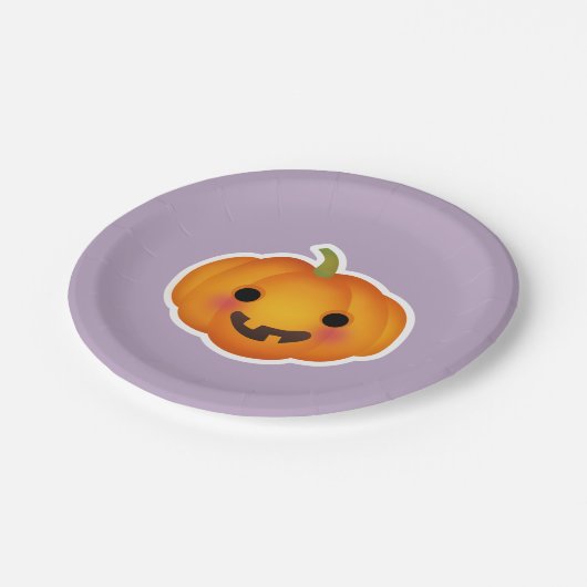 Assiettes En Carton Festif Halloween Citrouille orange violet Arrière (Angle)