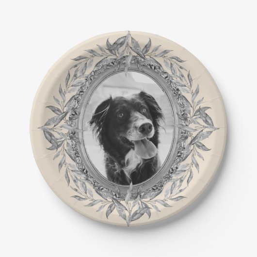 Assiettes En Carton Festif Holiday Silver Frame Photo (Devant)