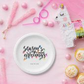 Assiettes En Carton Festif Joyeuses Fêtes Lumières de Noël Nom (Fête)