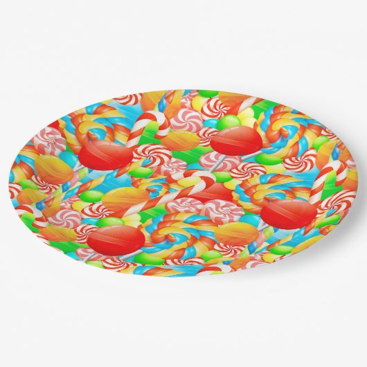 Assiettes En Carton Festif Lollipops Candy Vacances de Noël modernes (Angle)